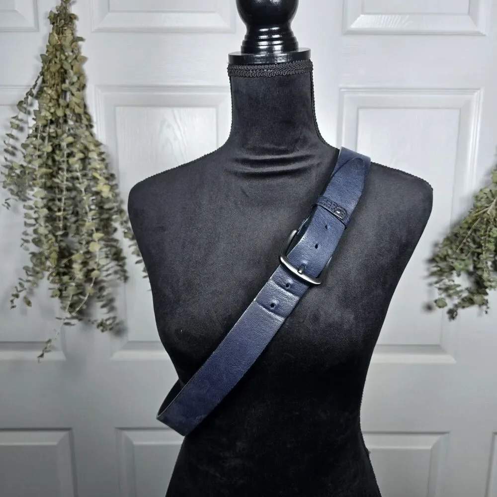 Alberto Navy Blue Leather Belt 45